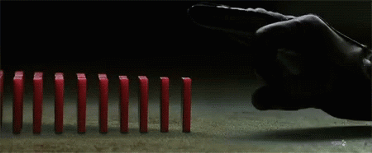 Flicking Red Dominos Falling GIF