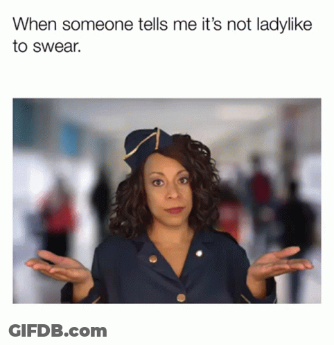 Flight Attendant Saying It's Not Ladylike To Swear GIF