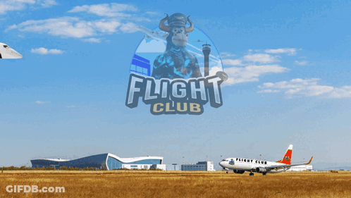 Flight Club Plane Over Airport GIF