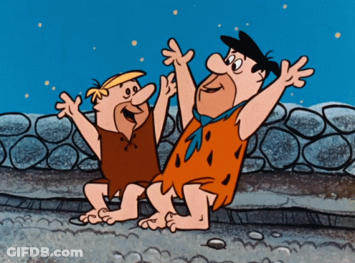 Flintstone And Barry Flintstone With Arms In Air GIF