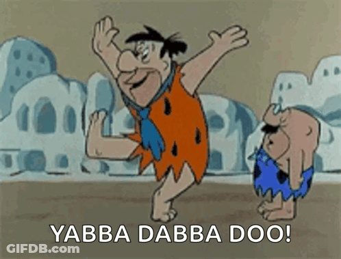 Flintstone And Caveman Dancing Yabba Dabba Doo GIF
