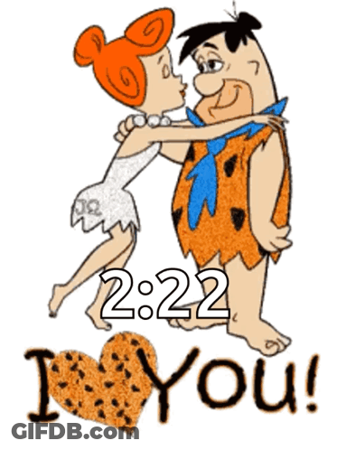 Flintstone And Pebbles Kissing 2:22 I Love You GIF