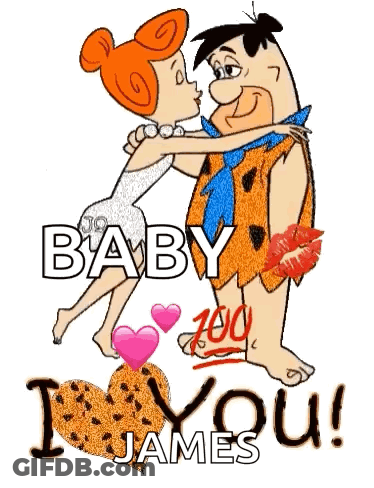 Flintstone And Pebbles Kissing With Baby I Love You James GIF
