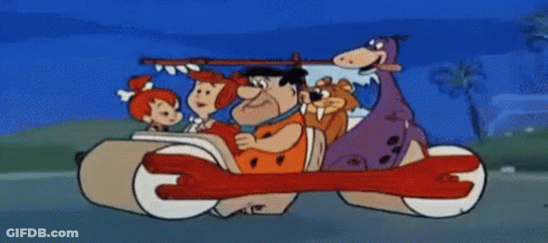 Flintstone Car Animated Cartoon GIF
