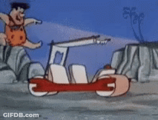 Flintstone Car Fast Run Drive GIF