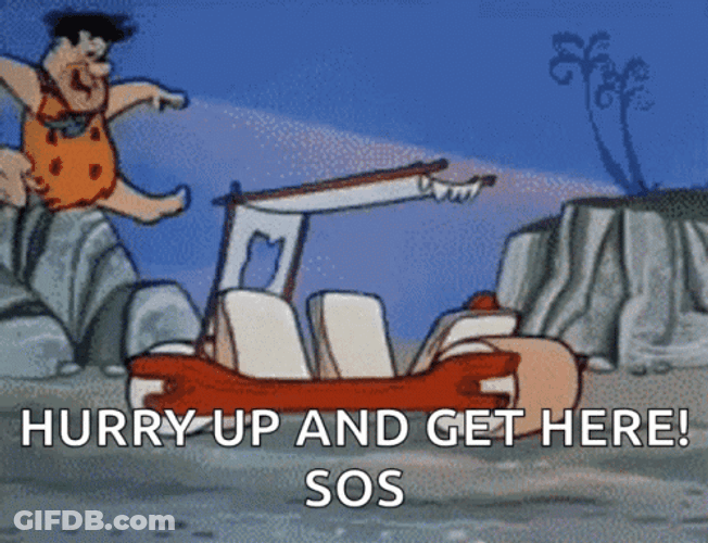 Flintstone Car Hurry Up And Get Here GIF