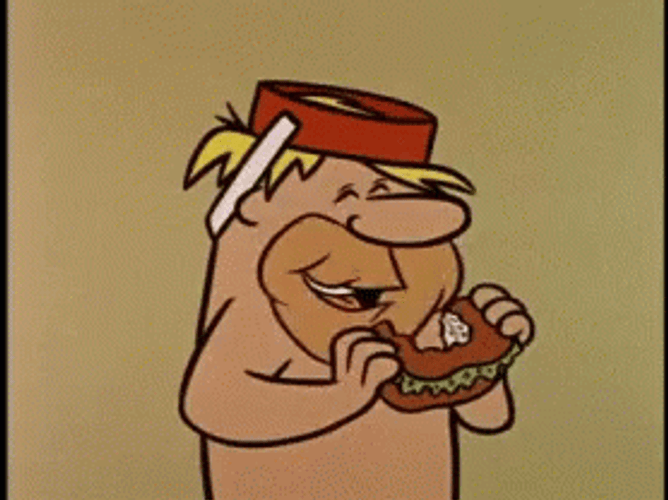 Flintstone Cartoon Barney Rubble Eating GIF
