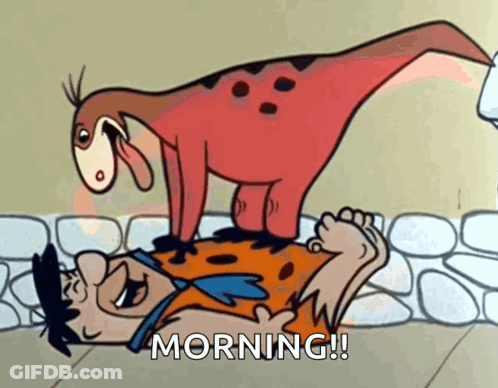Flintstone Lying On Ground With Dinosaur On Top GIF