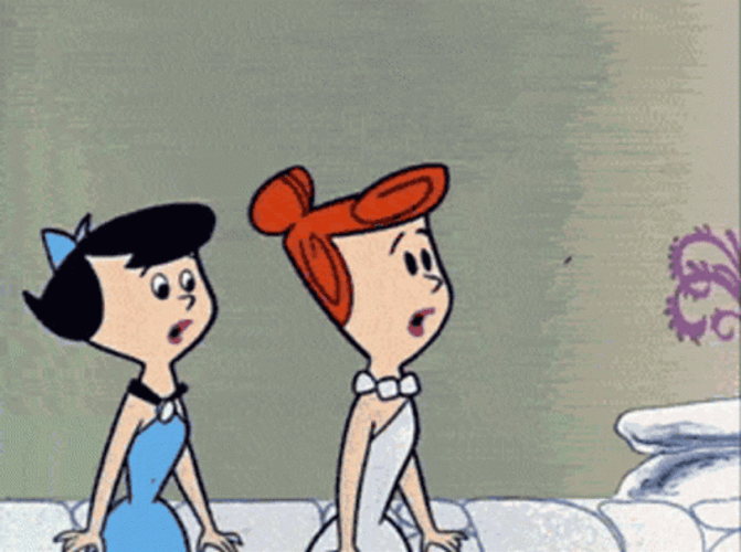 Flintstone Wilma & Betty Shocked Fainted GIF