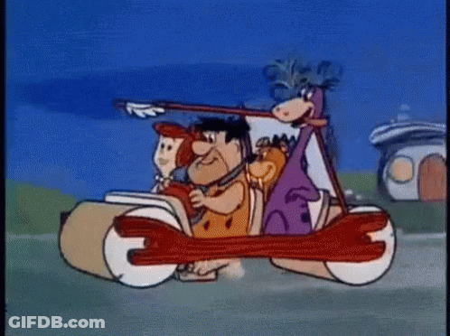 Flintstones Driving Car On Road GIF