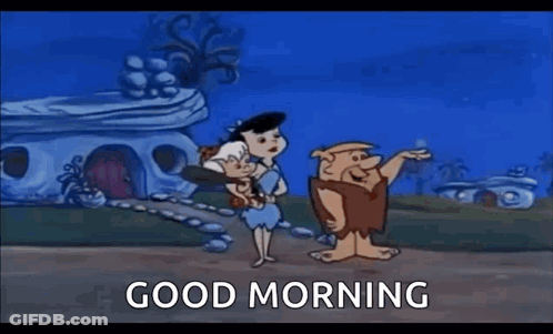Flintstones Driving Car Saying Good Morning GIF