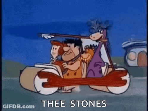 Flintstones Driving Car With Dinosaur GIF