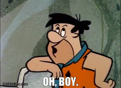 Flintstones House With Blue Door And Water Bottle GIF