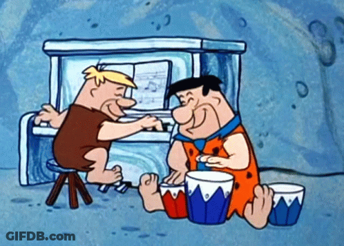 Flintstones Playing Piano And Drums GIF