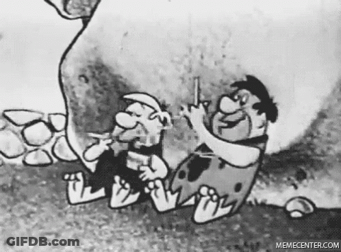 Flintstones Smoking Cigarette Holding Gun GIF