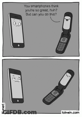 Flip Phone And Smartphone Talking About Smartphones GIF