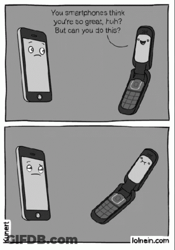 Flip Phone And Smartphone Talking About Smartphones GIF
