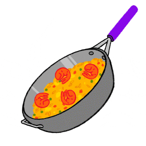 Flipping Yellow Rice On Pan GIF