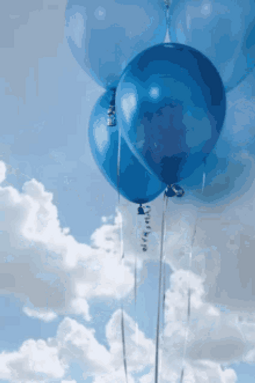 Floating Balloons In The Sky Happy Heavenly Birthday GIF