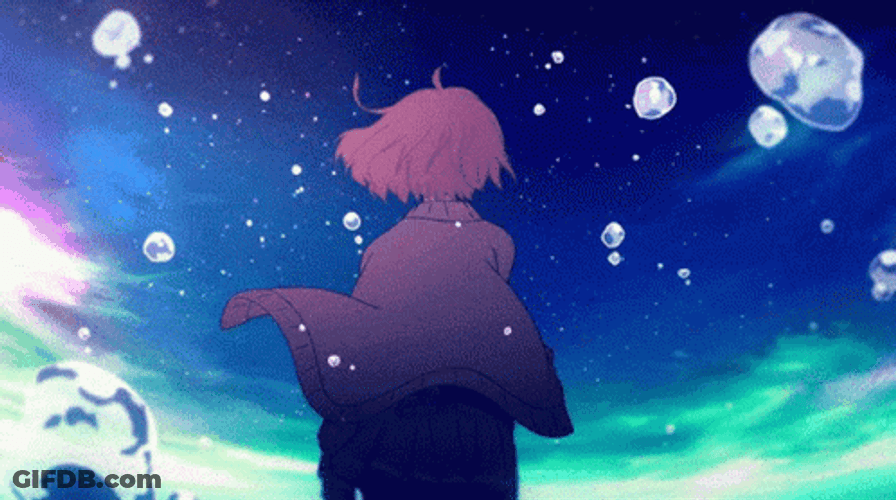 Floating Bubbles Anime Scenery GIF