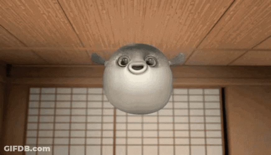 Floating Chubby Pufferfish GIF