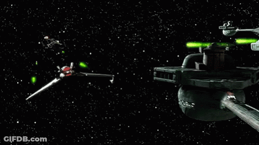 Floating Spaceship Star Trek Battle GIF