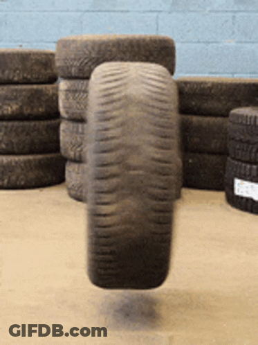 Floating Tire Near Pile GIF