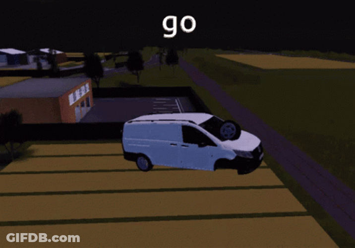 Floating Van Car Crash Meme GIF