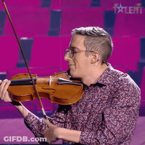 Floating Violin On Stage GIF
