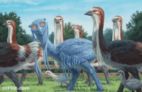 Flock Of Birds With Blue Bird GIF