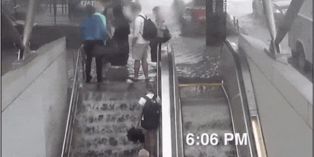 Flood Escalator CCTV Camera Overflowing Water GIF