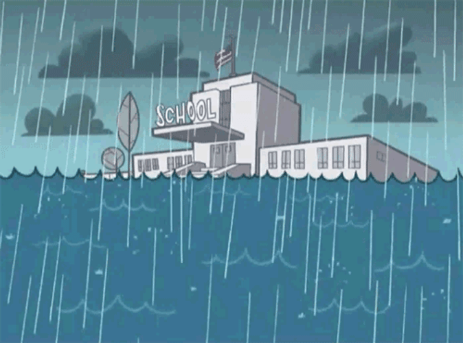 Flood Rain Animated School Cancel Class GIF