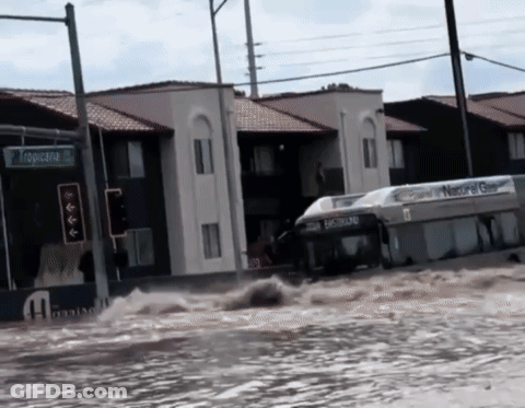 Flooded Street Outside New Holland Building GIF