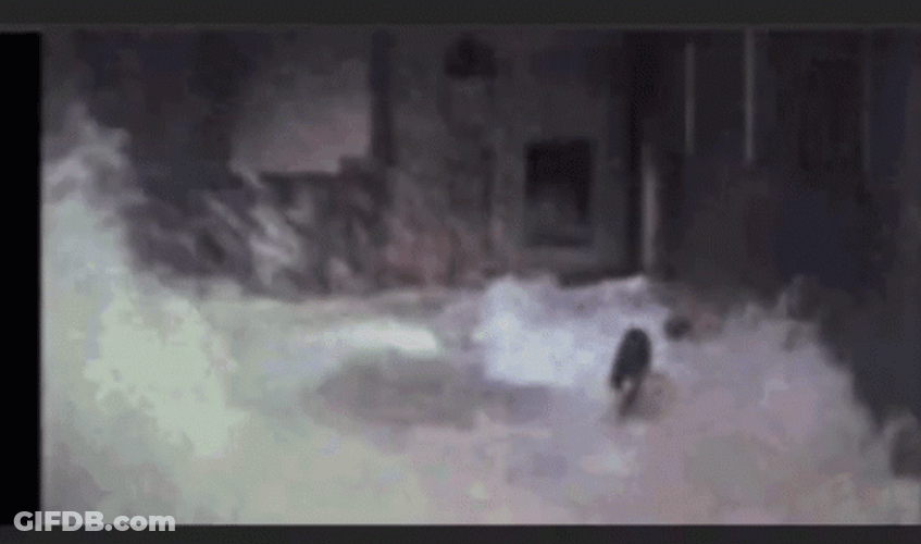 Flooded Underground Sweeping People GIF