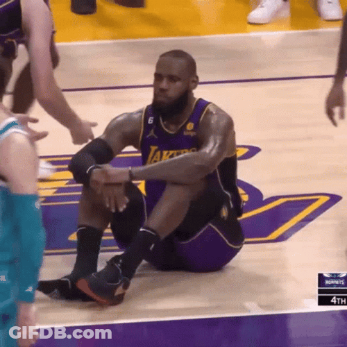 Floor Sitting Lebron Missing Dunk GIF