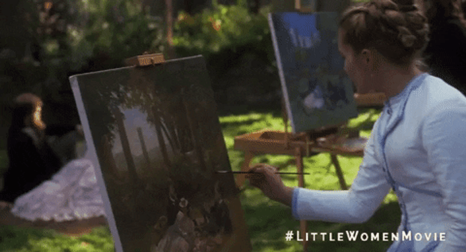Florence Pugh Greta Gerwig Art Paint GIF