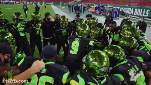 Florida Bullpen Football Players Huddle GIF