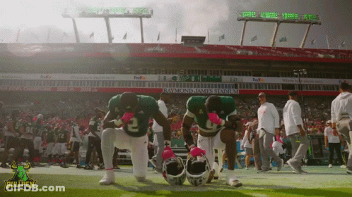 Florida Bullpen Football Players Huddle GIF