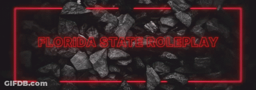 Florida State Roleplay Is Written In Red Neon Letters On A Black Background GIF