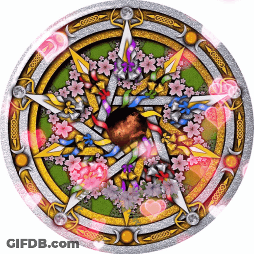 Flower And Celtic Knot Circular Design GIF
