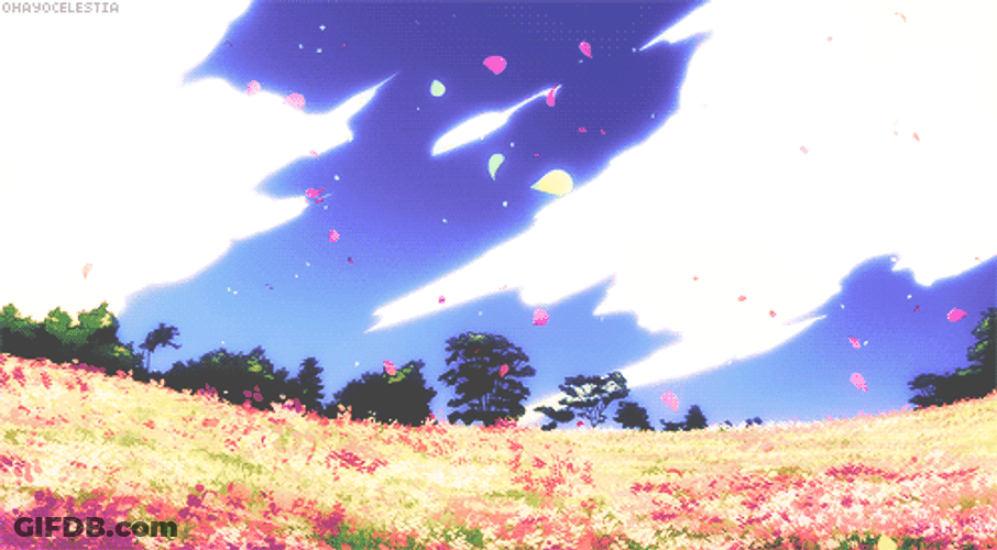 Flower Meadow Anime Scenery GIF