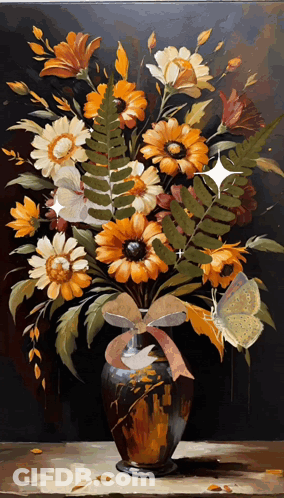 Flower Painting With Bow GIF