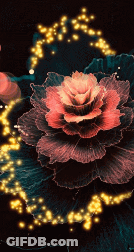 Flower Painting With Glowing Lights GIF