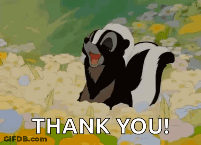 Flower Skunk From Bambi Thank You Friend GIF