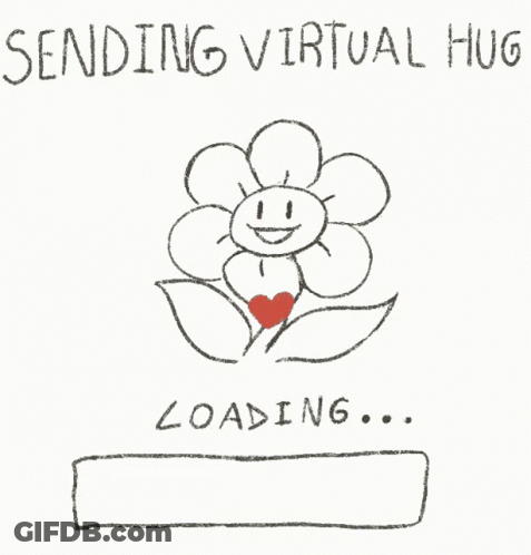 Flower With Heart Sending Virtual Hug GIF