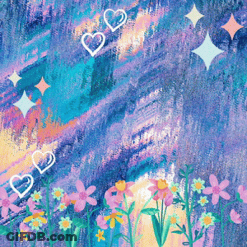 Flowers And Hearts Painting GIF