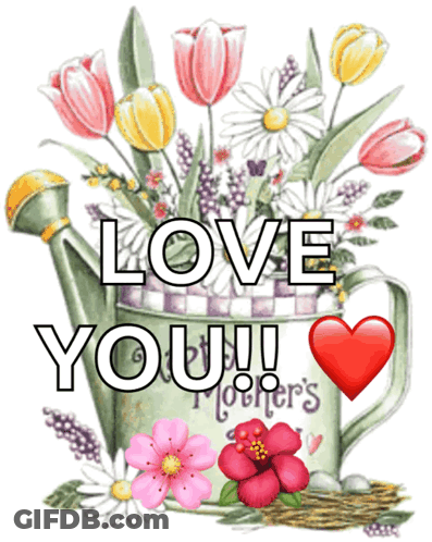 Flowers In Watering Can Love You GIF