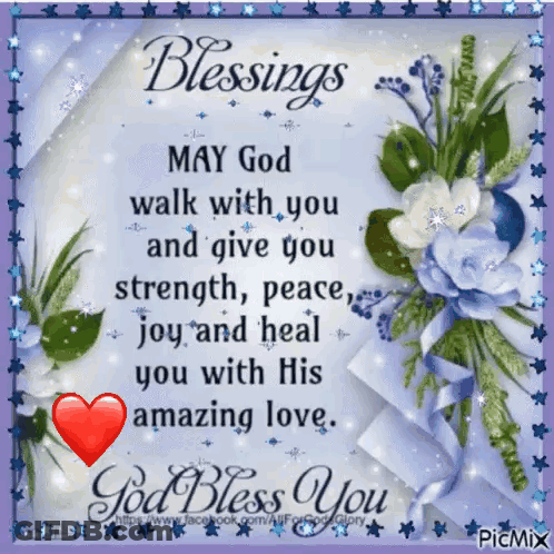 Flowers With Blessings May God Walk With You GIF