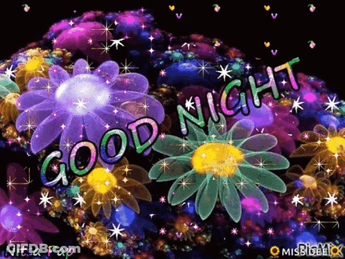 Flowers With Good Night Text GIF