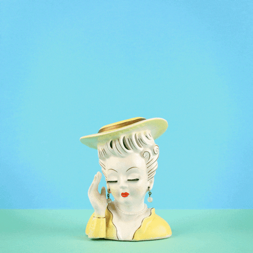 Flowers Woman Head Vase GIF